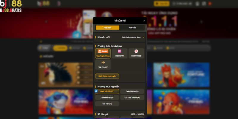 Nạp tiền tại BJ88 trước khi tham gia giải trí